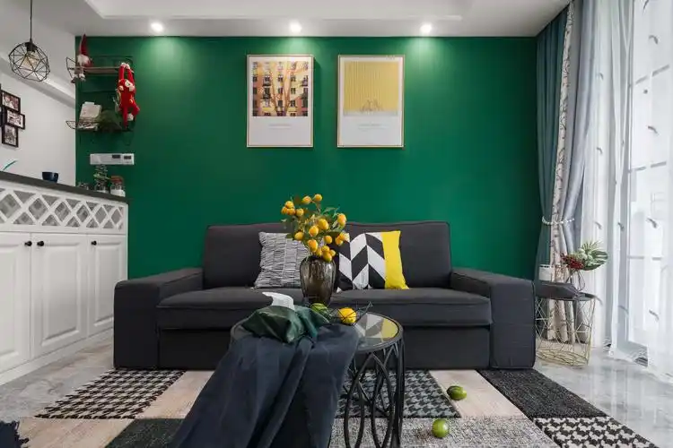 【锦华装饰装修实景案例】大片绿色背景墙,为独居打造生如夏花的灿烂