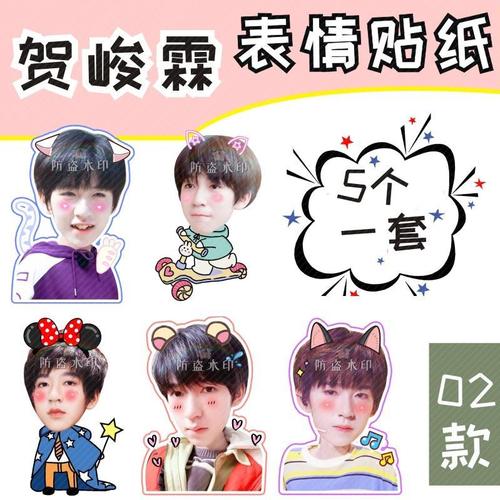 tf家族时代少年团贺峻霖可爱表情贴纸手机行李箱原创定制防水贴纸