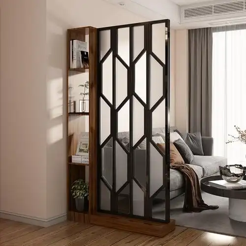 屏风隔断入户玄关柜鞋柜一体客厅简约现代磨砂玻璃边柜子靠墙酒柜