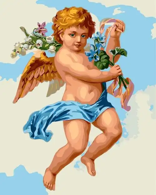 diy数字油画 手绘减压北欧式客厅卧室填色装饰画 爱神丘比特