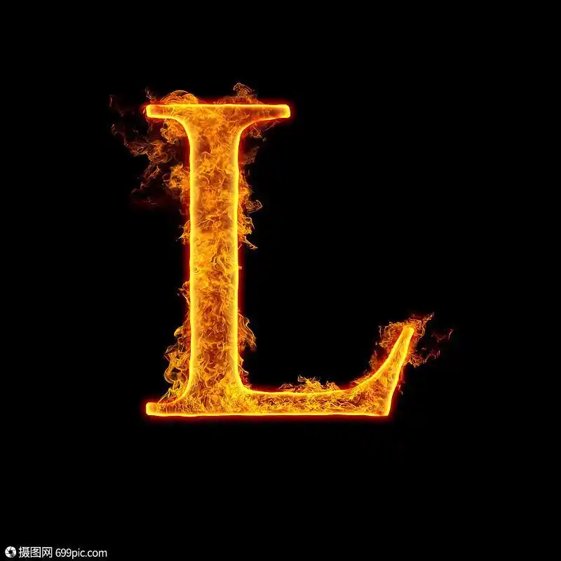 火字母l隔离黑色背景上