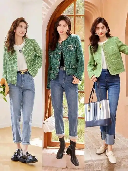 春季穿小香风外套配牛仔裤,打破固有印象,直接抄作业也时髦贵气