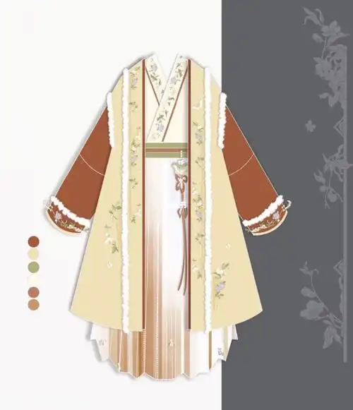 汉服设计稿宋秋冬款橙黄色