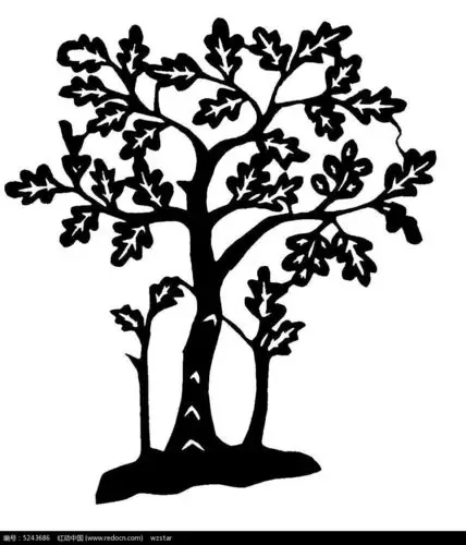 大叶子树剪纸矢量素材