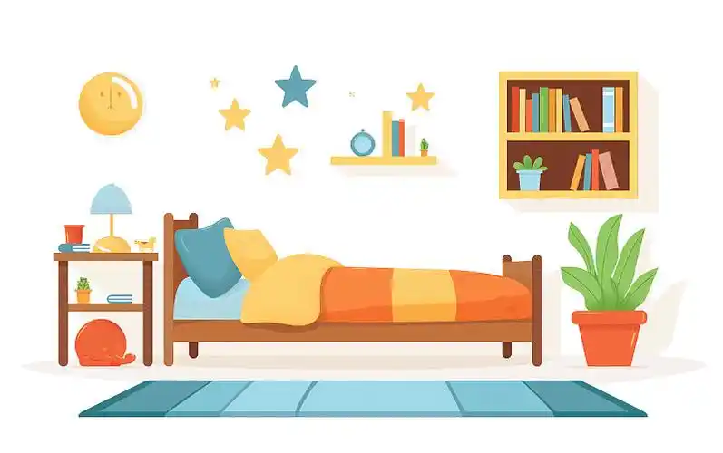 卡通风格卧室床被图片