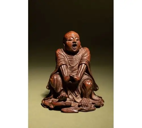 清中期封锡禄式竹雕探手罗汉