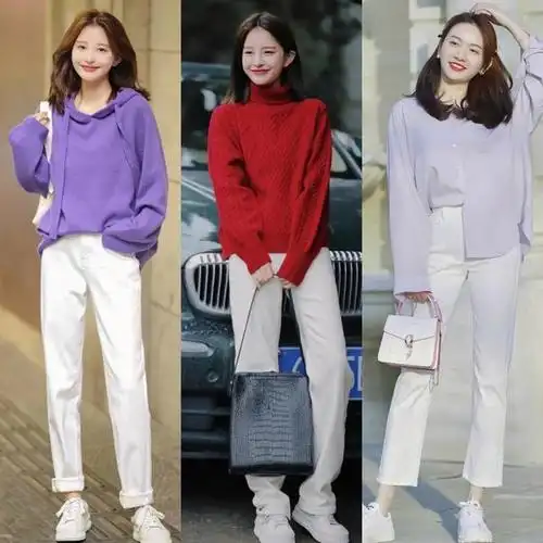 白色长裤怎么搭配上衣,白色的裤子怎么搭配上衣(穿"白色裤子"的冬天来