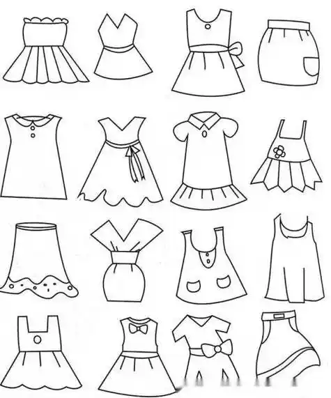 儿童简笔画衣服图片大全54种卡通衣服服装简笔画手绘插画手账素材