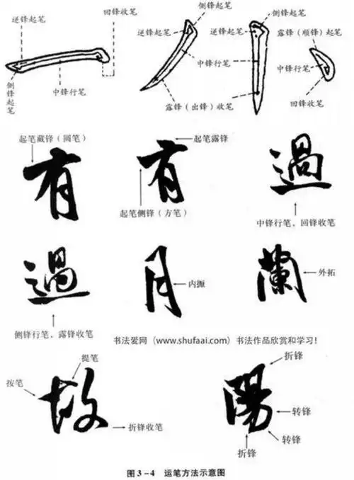 藏锋是逆入以蓄势,"逆入〃就是倒逆笔锋,起笔时笔尖朝向笔画走向的