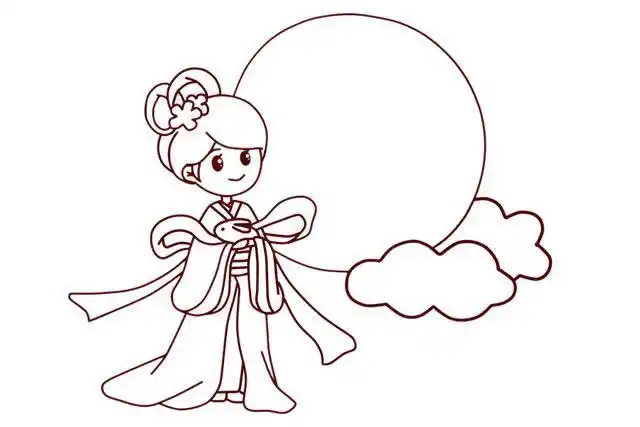 简笔画嫦娥奔月图