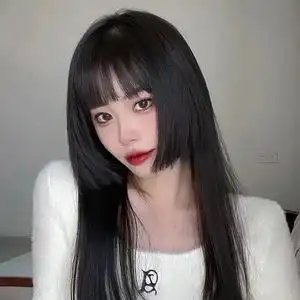 公主切假发女长发空气刘海长直发日式姬发网红软妹一刀切全头套式