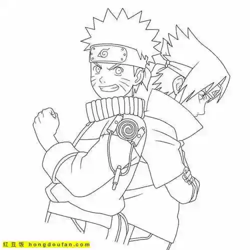13张漩涡鸣人和佐助火影忍者卡通涂色图片