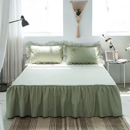 韩式少女纯棉床裙单件150x200床罩全棉纯色裙式床裙