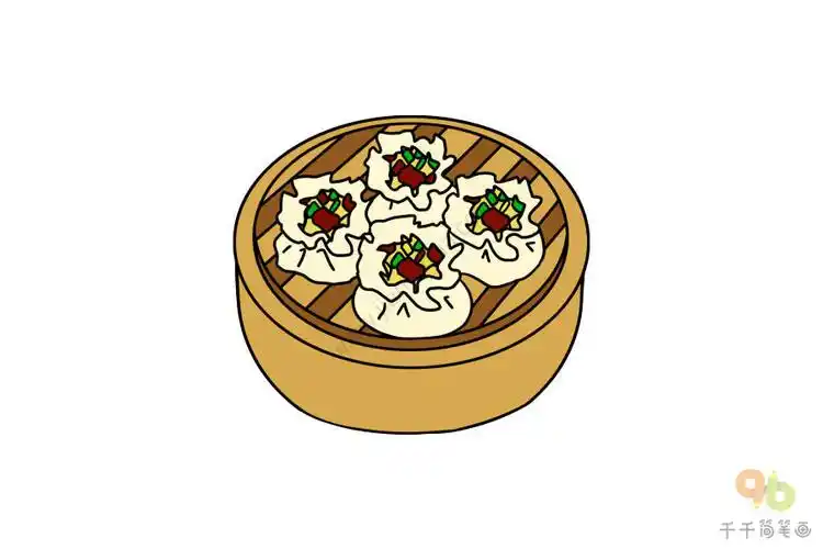 四川美食 玻璃烧麦简笔画新疆美食 烤馕简笔画新疆美食 油塔子简笔画