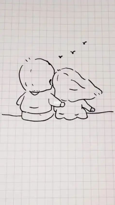 两个背影 大人简笔画情侣牵手简笔画 第一次尝试画 背影 0.