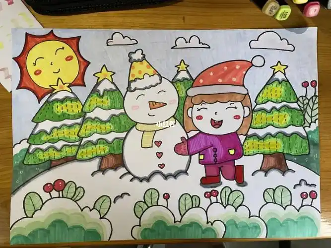 堆雪人儿童画70