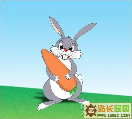 求一张图片 一个小白兔站着吃罗卜