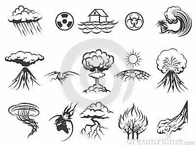 自然灾害象征轮廓灾难插画矢量简笔画 手绘 线稿 520373简笔画 手绘