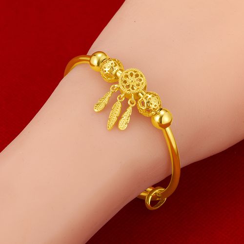 2022 越南沙金手镯女士仿24k金镯子梦幻捕梦网手环仿黄金饰品批发
