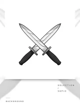 270刀中孤立的白色背景上的黑色单色风格的图标武器符号矢量图刀图标