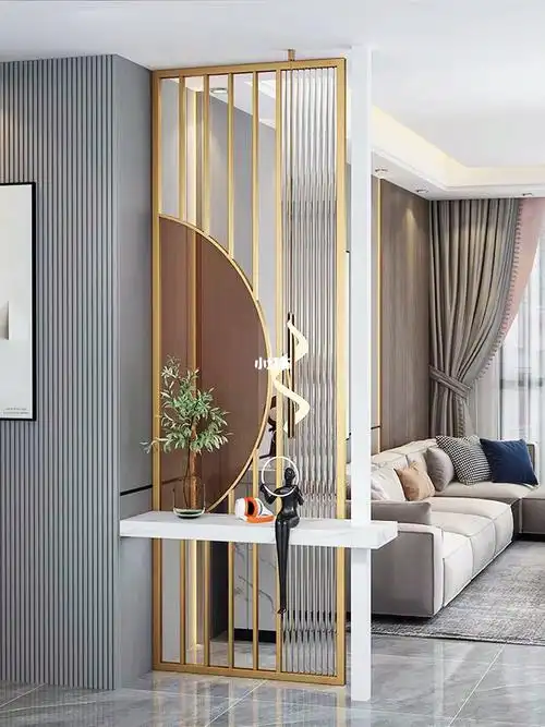 现代轻奢  现代轻奢简约风格入户玄关客厅屏风隔断装饰创意设