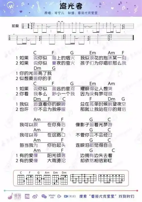 《追光者》_尤克里里谱第1张