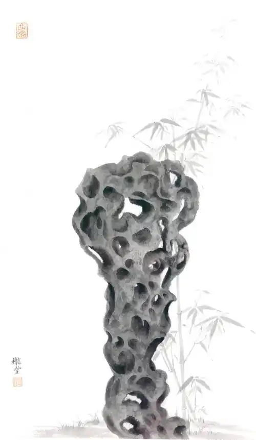 刘锦程水墨艺术中的太湖石意象:传统与创新的和谐共鸣