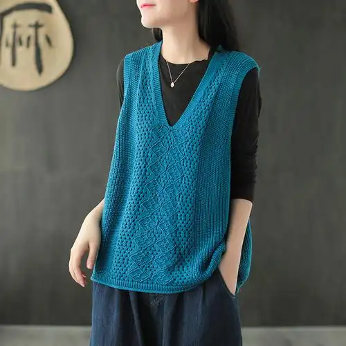 复古镂空背心女士宽松新款秋季2020马甲针织马夹