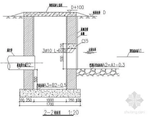 某明渠截流堰截污井设计大样图