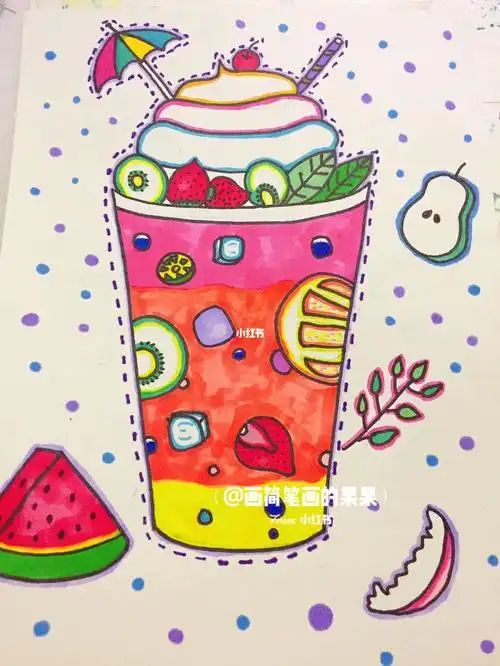 儿童简笔画《夏日饮料—冰激凌》