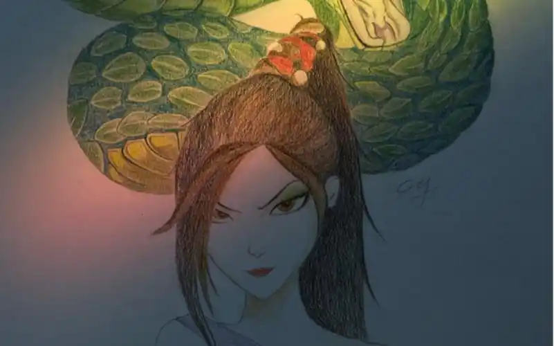 《青蛇劫起2》小青,36色彩铅手绘.