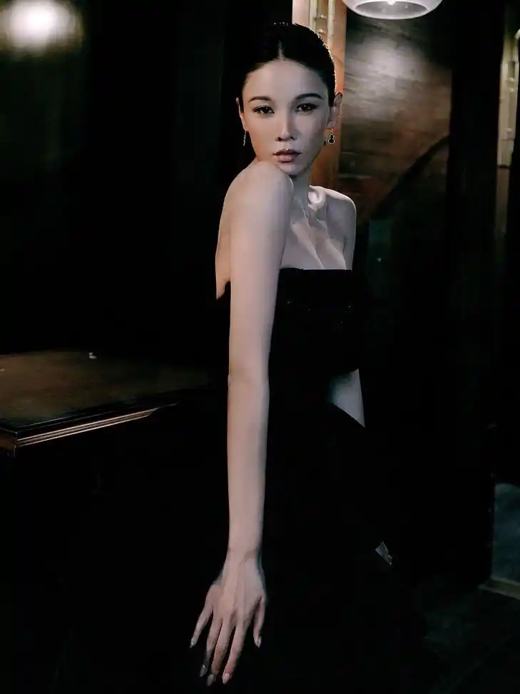 张蓝心亮相凤凰网时尚之选 黑色抹胸裙造型冷御飒气_高清图集_新浪网