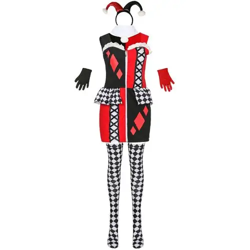 m-xl 万圣节服装马戏团小丑表演制服套装 cosplay 化妆舞会演出服