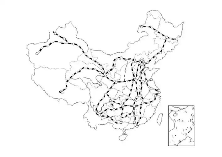 中国铁路干线空白示意图