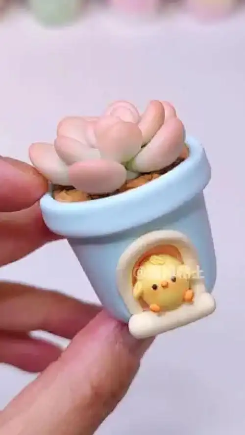 粘土教程~桌面小鸡肉肉盆栽#超轻粘土 #手工diy #我的手工日常 #手工