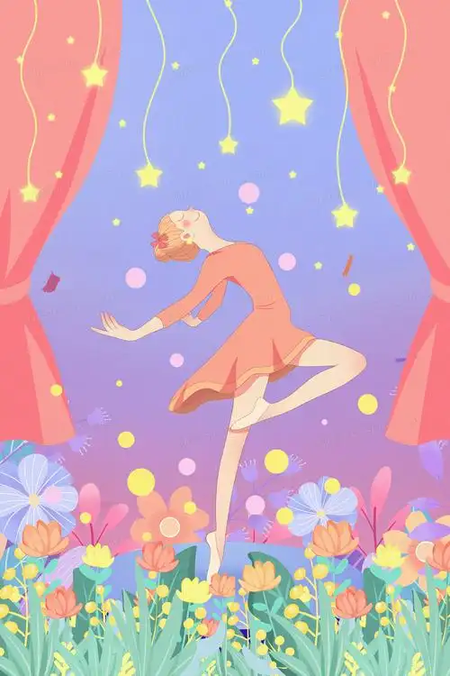 唯美卡通女孩跳舞背景