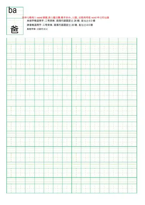学生护眼练字汉字格子带拼音格可输入文本