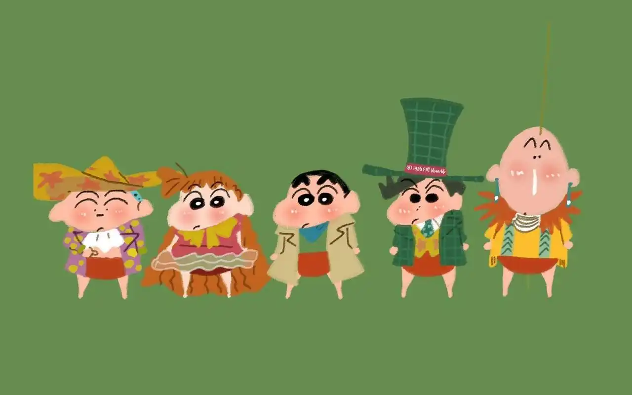 蜡笔小新可爱护眼绿色电脑壁纸 把被问得最多的几张图,做成绿色护眼