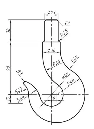 用a3图幅1:1抄绘如下吊钩图形并标注尺寸 [图].