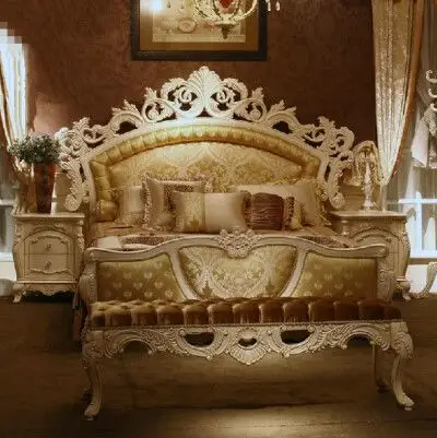 金色太阳神~ 法式宫廷巴洛克,奢华雕花 实木双人床 欧式卧室