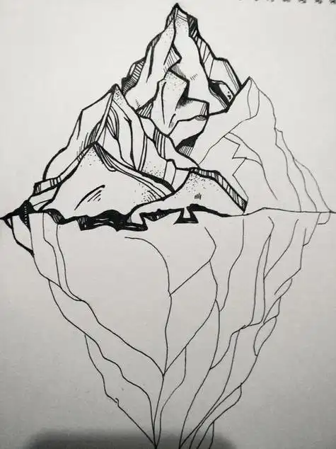 冰川风景简笔画怎么画自学画画-冰山黑白简笔画有步骤简笔画画画万物