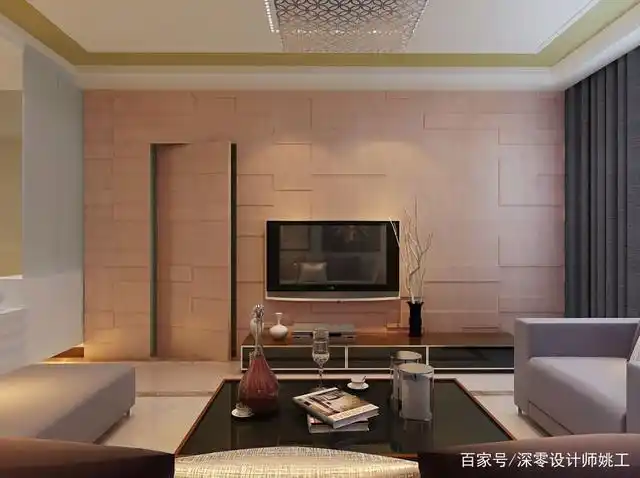 电视旁有门,不一定要做隐形,用石膏线造个假门,看着顺眼多了