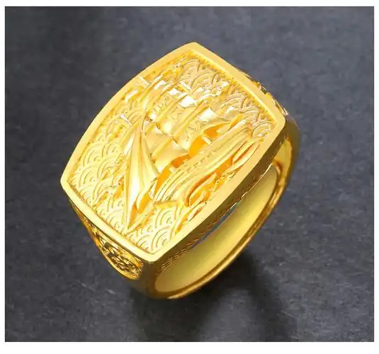 沁帝珠宝 一帆风顺黄金戒指男士款 老板戒999.