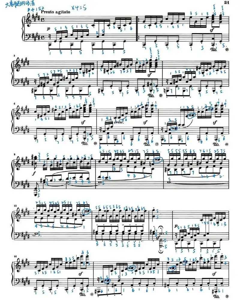 《贝多芬月光奏鸣曲第三乐章》#大象腿钢琴谱   禁止私自分享 - 抖音