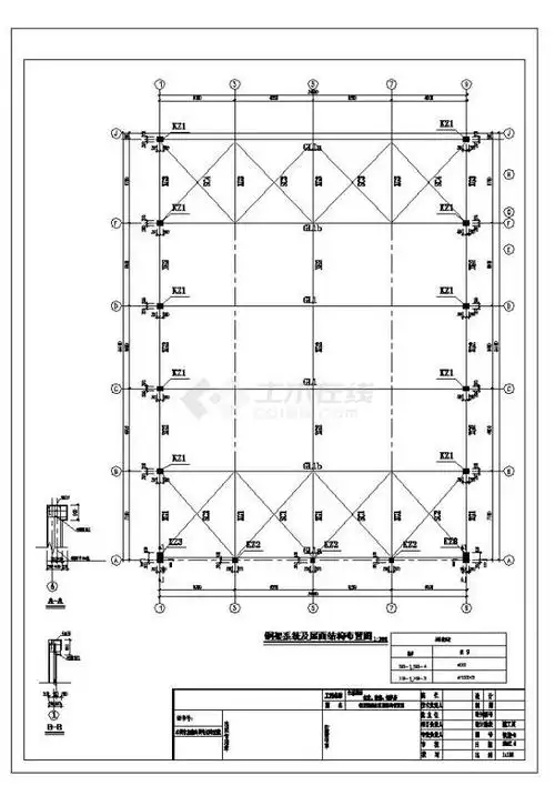 钢架系统及屋面结构布置图,屋面檩条连接示意图等,图纸内容完整,表达