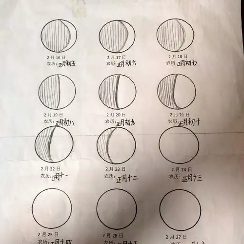 科学月相 坚持每天观察 ,前半个月虽然没有月亮 但这几天终于都有月亮