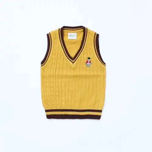 日单童装 男童小熊桃心领背心 儿童针织马甲 小童款 经典款图片大全