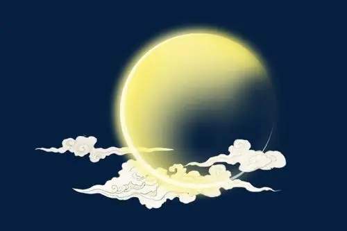 镭射流光炫彩金黄色小月亮月牙矢量素材