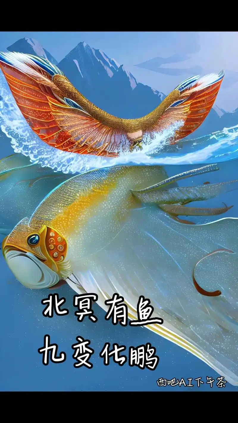 ai绘画,据古鲲化大鹏传说为主题店一组图片#ai绘画 #ai - 抖音