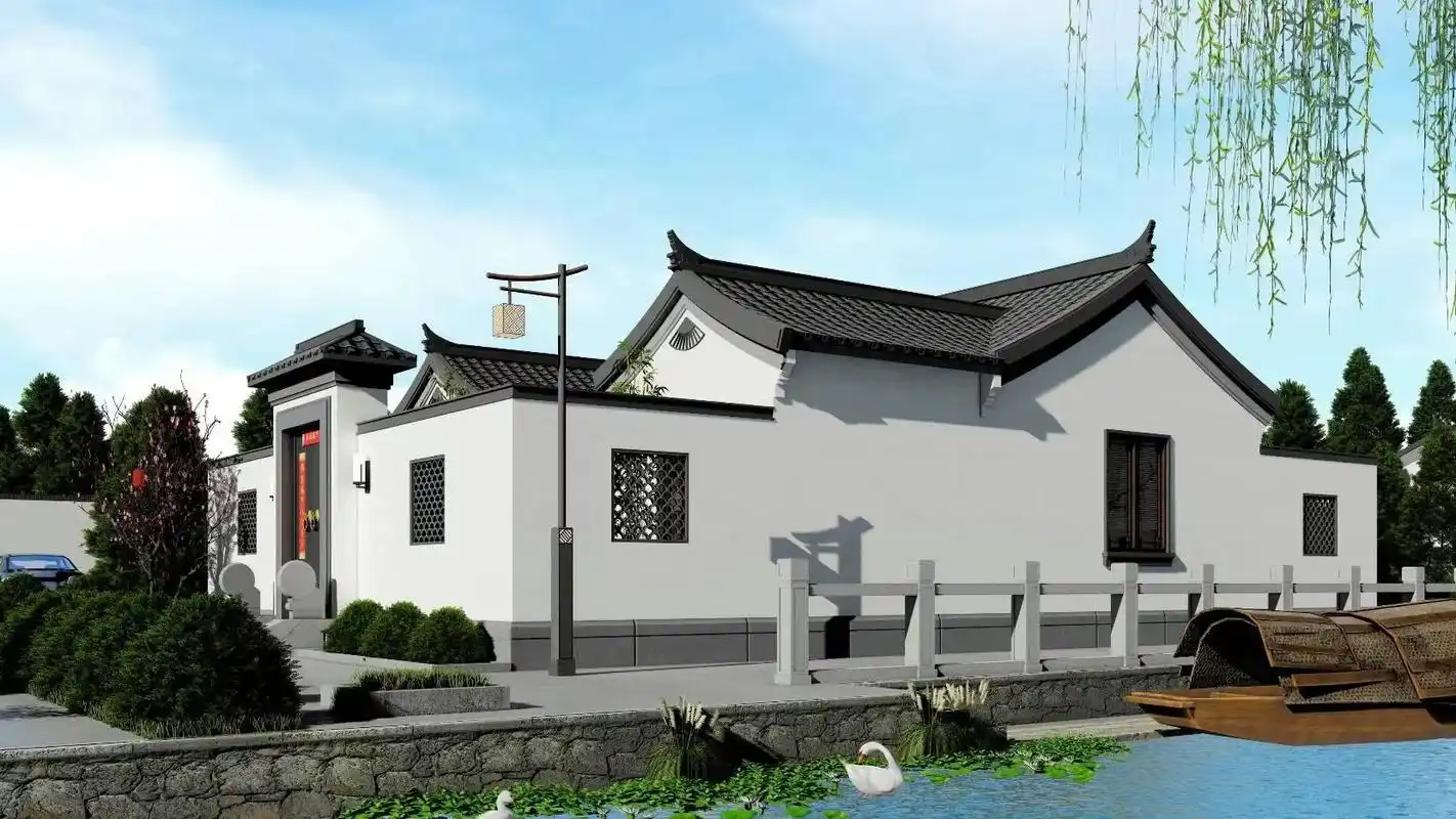 徽派四合院案例分享 建筑参数 占地面积185平 建筑面积90 - 抖音